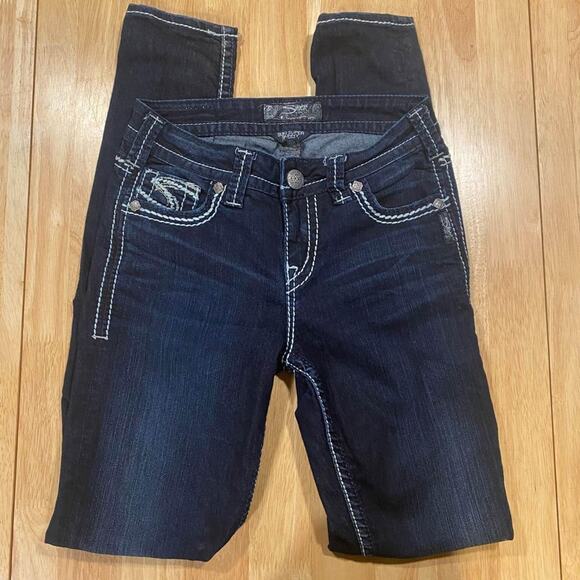 Silver Dark Wash Womens Jeans Size 26 - Picture 2 of 5